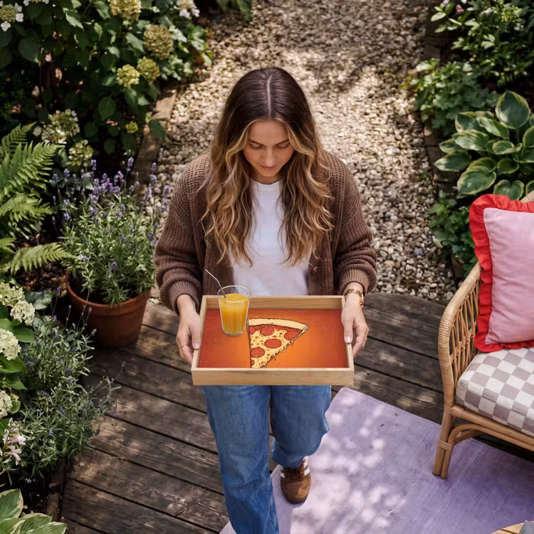 Pizza - Kaas - Rood - Pepperoni Dienblad Rechthoek middel -sfeer5