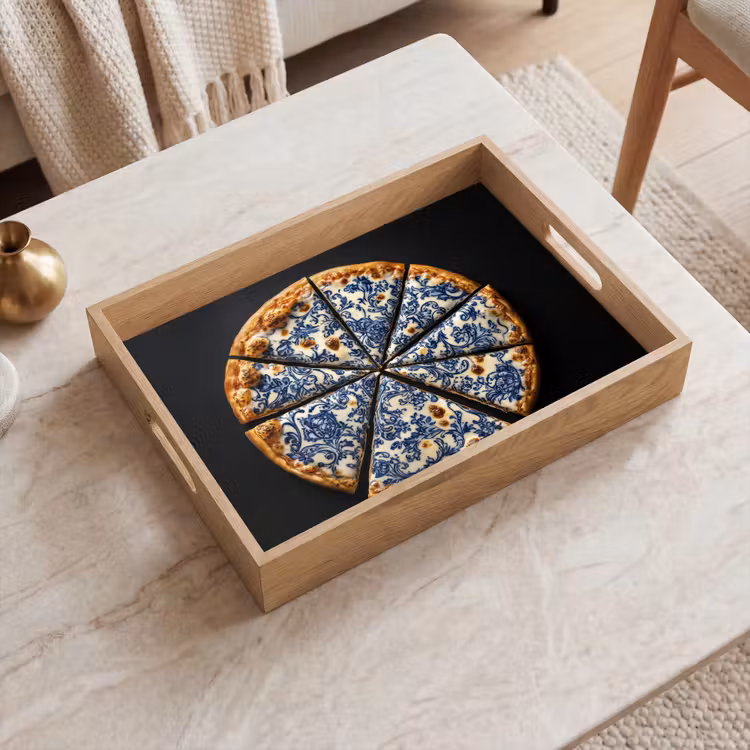Pizza - Eten - Delftsblauw Dienblad Rechthoek middel -sfeer1