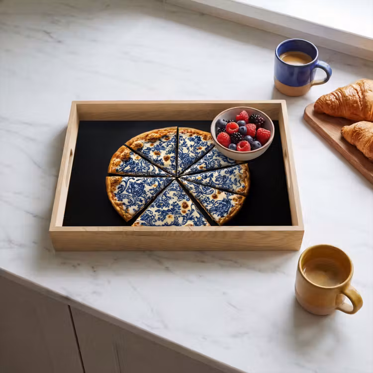 Pizza - Eten - Delftsblauw Dienblad Rechthoek middel -sfeer2