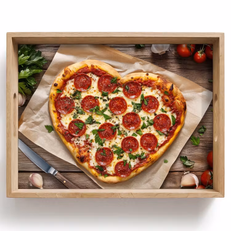 Pizza - Hart - Pepperoni - Tomaat Dienblad Rechthoek middel -z3d_shopping
