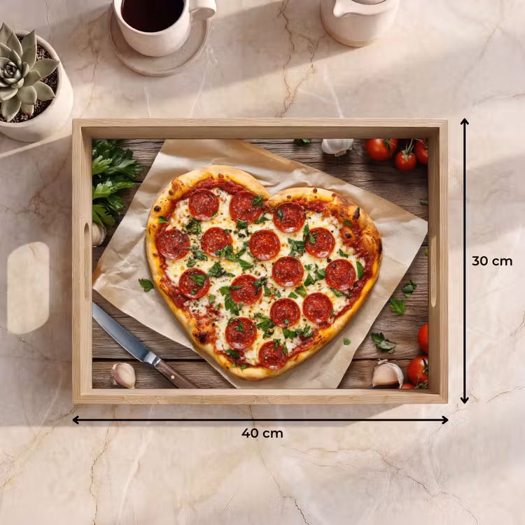 Pizza - Hart - Pepperoni - Tomaat Dienblad Rechthoek middel -USP_Formaat