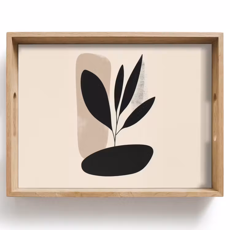 Plant - Beige - Japandi Dienblad Rechthoek middel -z3d_shopping