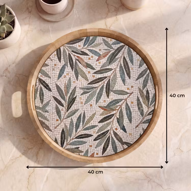 Plant - Blad - Mozaïek - Groen Dienblad Rond middel -USP_Formaat