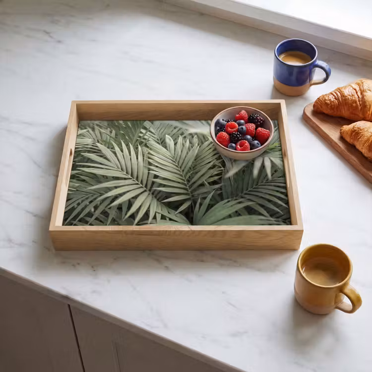 Plant - Palmbladeren - Natuur - Groen Dienblad Rechthoek middel -sfeer2