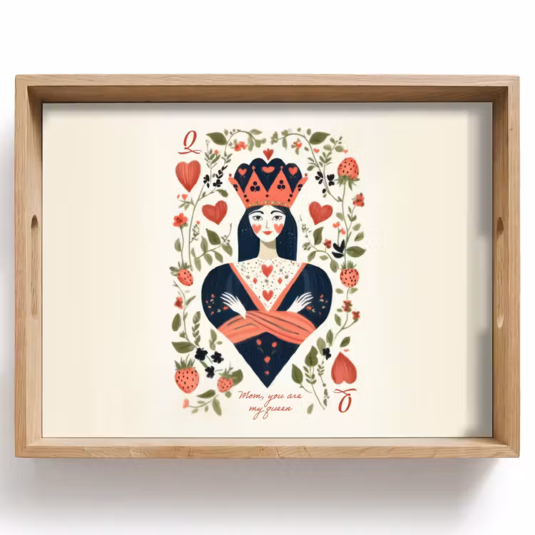 Speelkaart - Hartenkoningin - Bloemen - Hartjes Dienblad Rechthoek middel -z3d_shopping