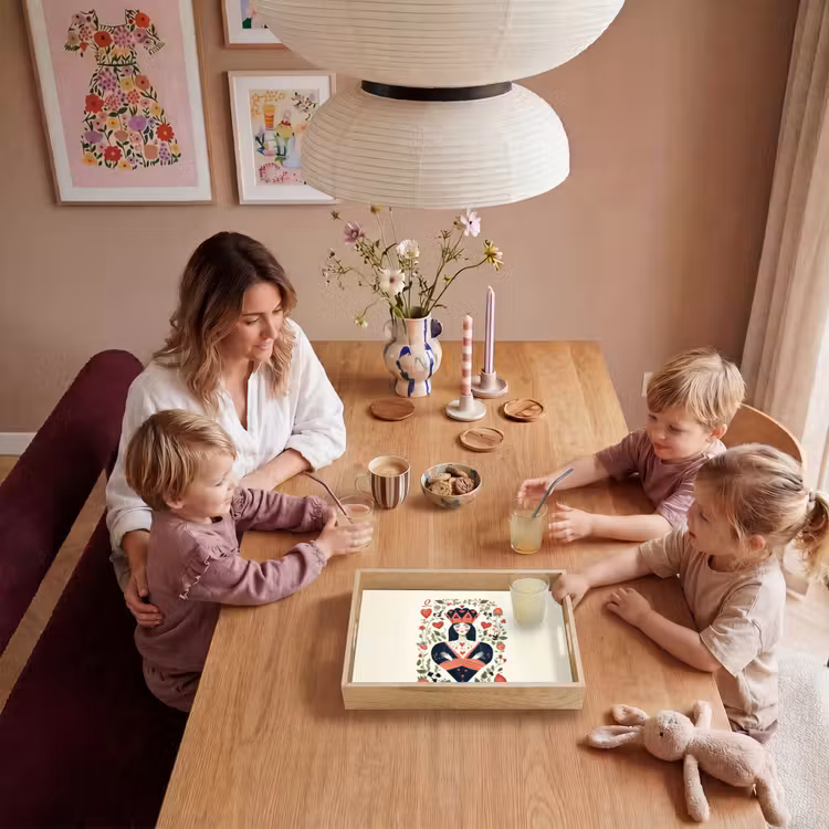 Speelkaart - Hartenkoningin - Bloemen - Hartjes Dienblad Rechthoek middel -sfeer4