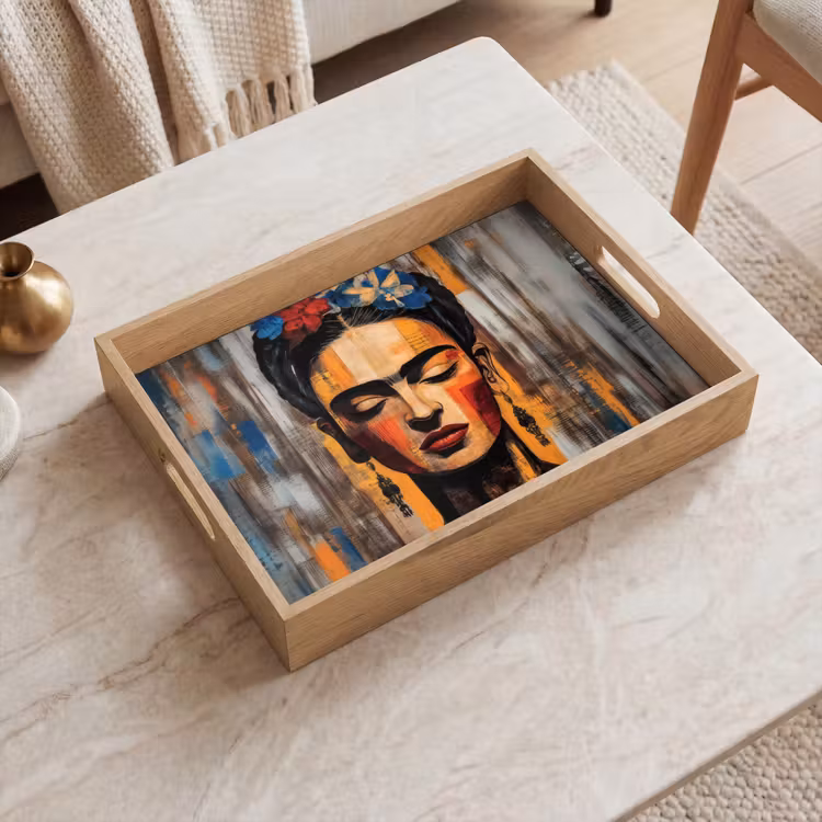 Portret - Vrouw - Bloemen Dienblad Rechthoek middel -sfeer1