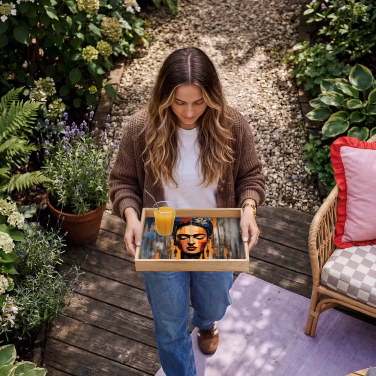 Portret - Vrouw - Bloemen Dienblad Rechthoek middel -sfeer5