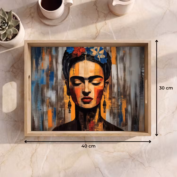 Portret - Vrouw - Bloemen Dienblad Rechthoek middel -USP_Formaat