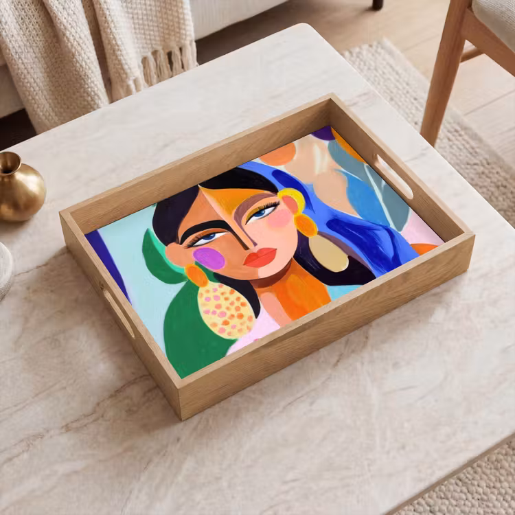 Portret - Vrouw - Modern Dienblad Rechthoek middel -sfeer1