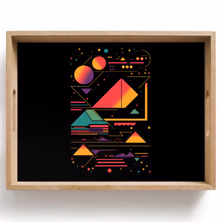 Piramides - Cirkels - Neonkleuren - Geometrisch Dienblad Rechthoek middel -z3d_shopping