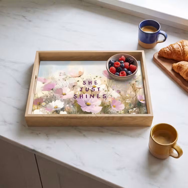Quote - Bloemen - Schilderachtig Dienblad Rechthoek middel -sfeer2