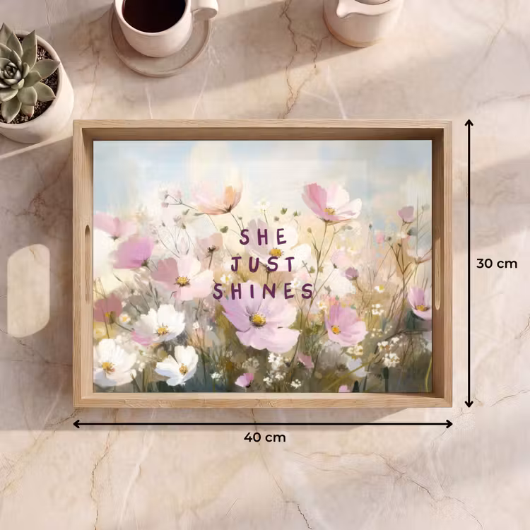 Quote - Bloemen - Schilderachtig Dienblad Rechthoek middel -USP_Formaat