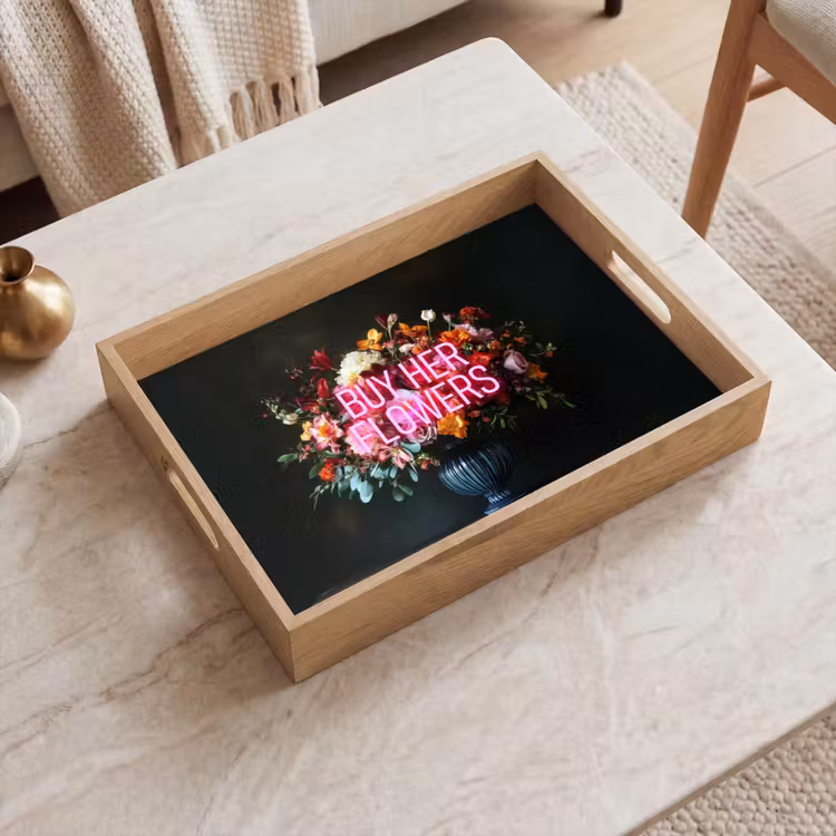 Quote - Bloemen - Vaas - Neon Dienblad Rechthoek middel -sfeer1
