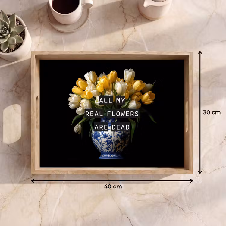 Quotes - Bloem - Tulp - Geel Dienblad Rechthoek middel -USP_Formaat