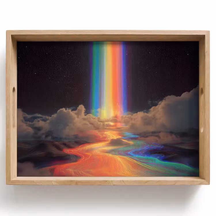 Regenboog - Verticaal - Sterrenhemel - Wolken Dienblad Rechthoek middel -z3d_shopping