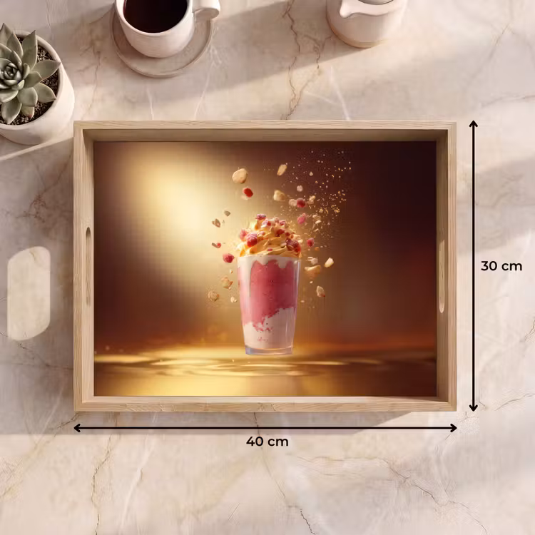 Framboos - Smoothie - Drinken - Roze Dienblad Rechthoek middel -USP_Formaat