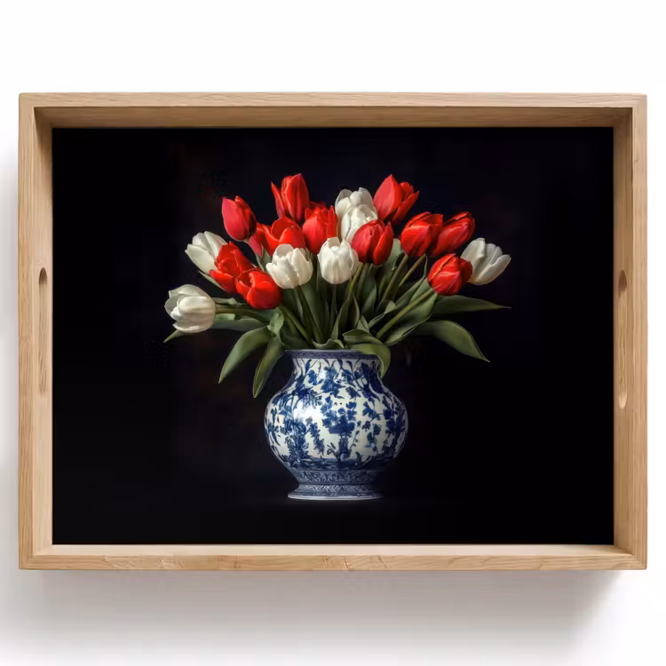 Rode - Bloemen - Tulpen - Vaas Dienblad Rechthoek middel -z3d_shopping