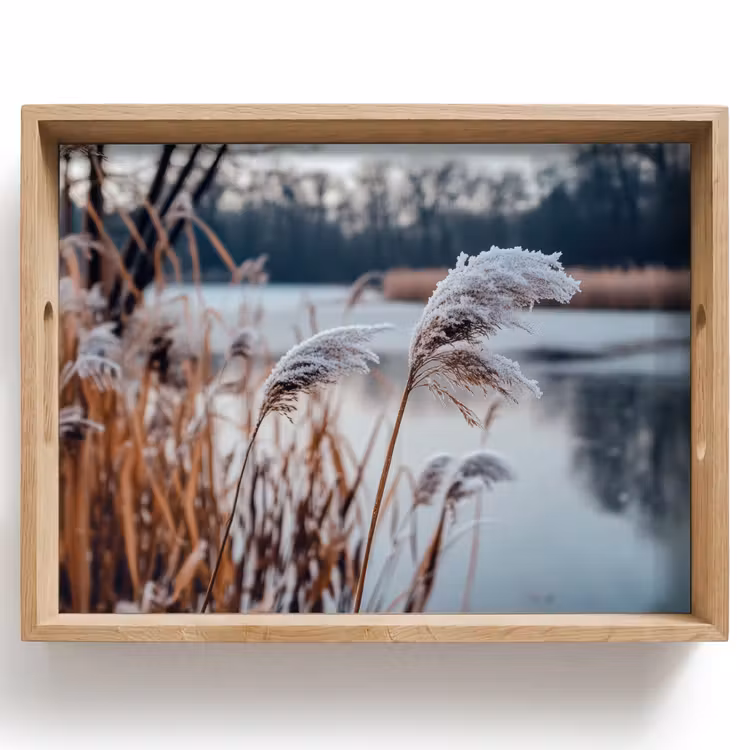 Riet - Gras - Natuur - Winter - Meer Dienblad Rechthoek middel -z3d_shopping