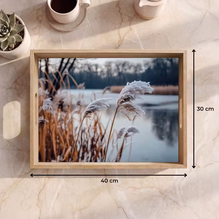 Riet - Gras - Natuur - Winter - Meer Dienblad Rechthoek middel -USP_Formaat