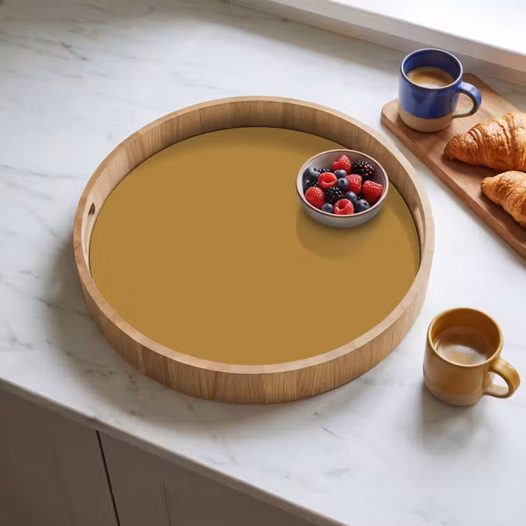 Rhythmic - Ochre - Geel Dienblad Rond middel 914 -sfeer2