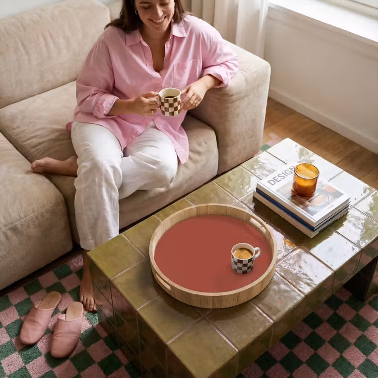 Rustic - Terracotta - Oranje Dienblad Rond middel 914 -sfeer3