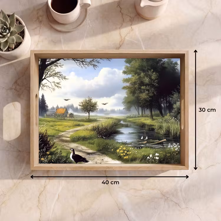 Zandpad - Groen landschap - Water Dienblad Rechthoek middel -USP_Formaat
