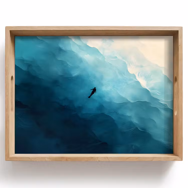 Zee - Silhouet - Abstract - Blauw Dienblad Rechthoek middel -z3d_shopping
