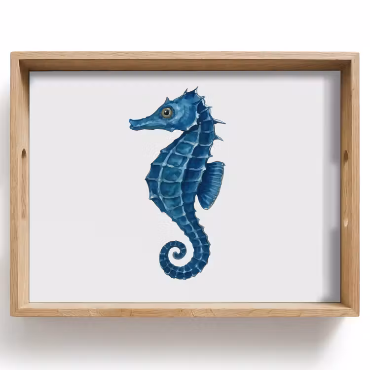 Zeepaardje - Staart - Blauw Dienblad Rechthoek middel -z3d_shopping