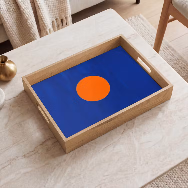 Vorm - Rond - Minimalistisch - Blauw Dienblad Rechthoek middel -sfeer1