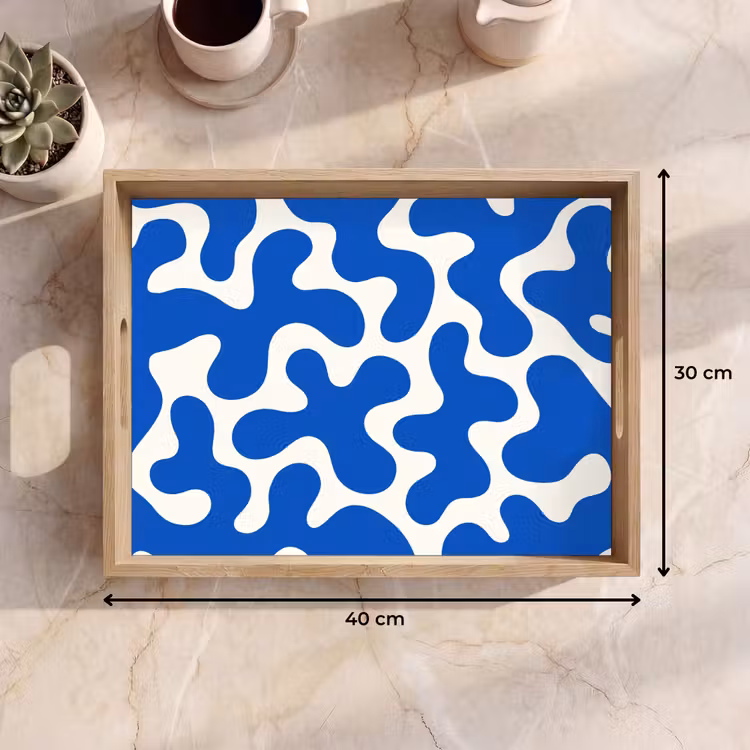Vormen - Abstract - Blauw - Golven Dienblad Rechthoek middel -USP_Formaat