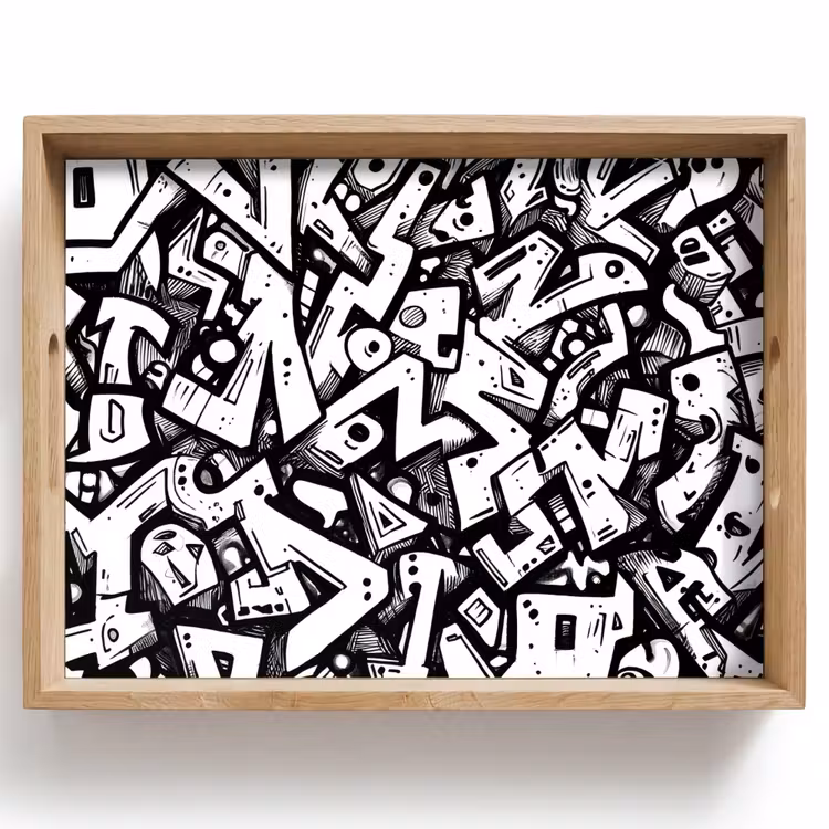 Vormen - Letters - Graffiti - Zwart Dienblad Rechthoek middel -z3d_shopping