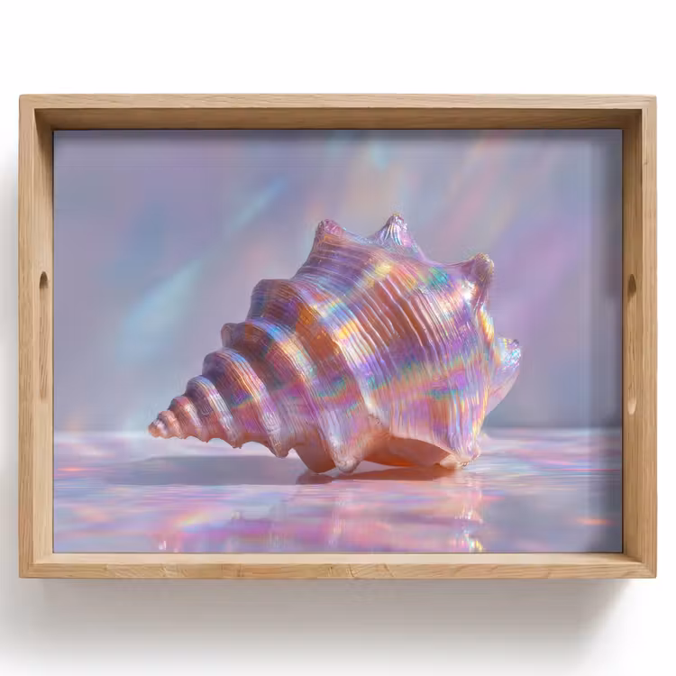 Schelp - Glanzend - Regenboogtinten Dienblad Rechthoek middel -z3d_shopping