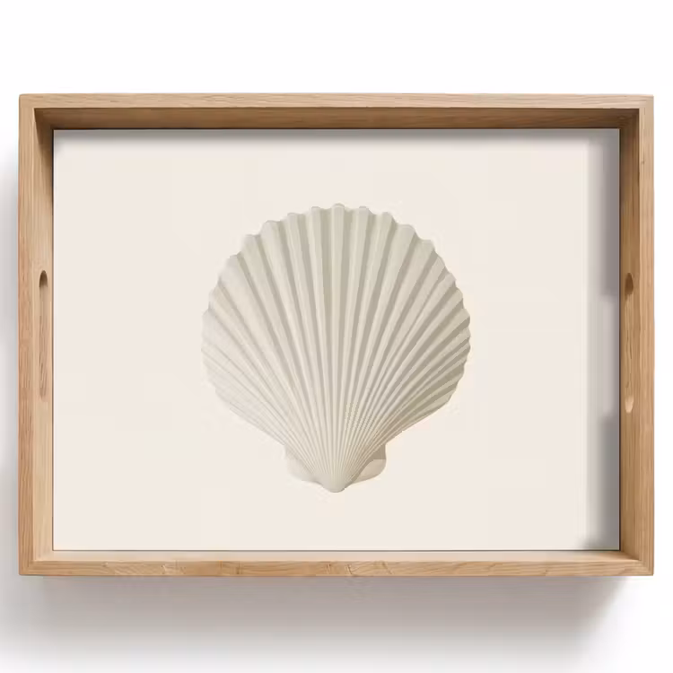 Schelp - Minimalistisch - Wit Dienblad Rechthoek middel -z3d_shopping