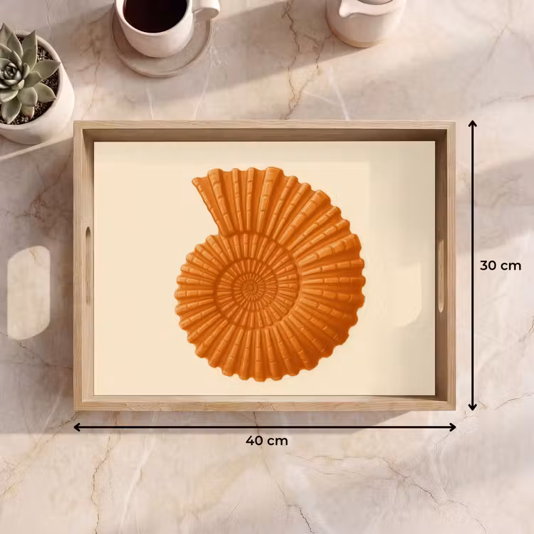 Schelp - Oranje - Ribbels Dienblad Rechthoek middel -USP_Formaat