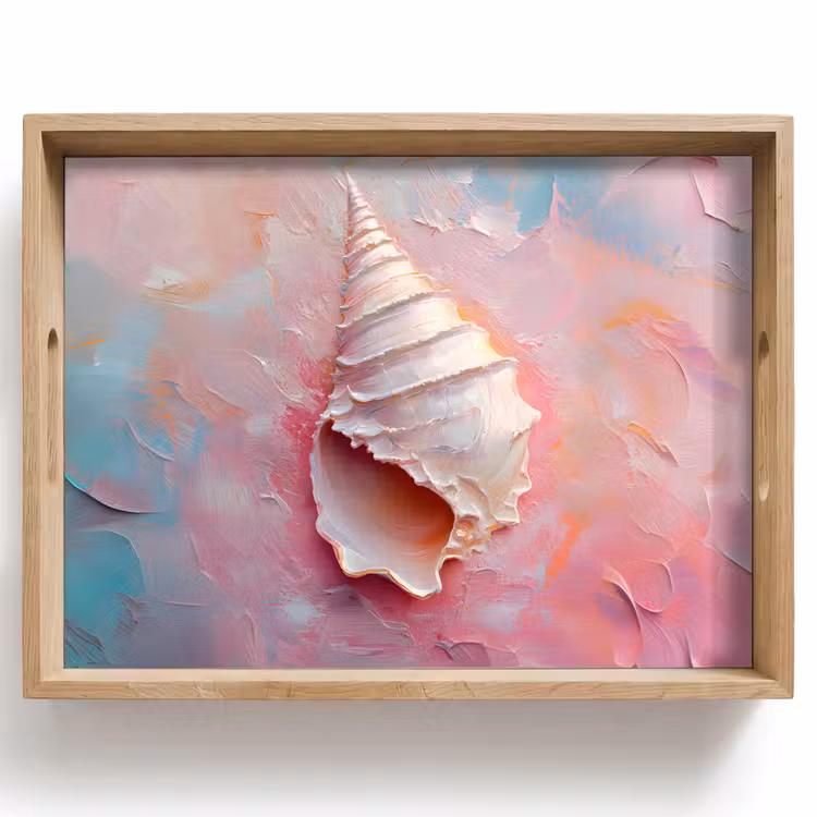 Schelp - Pastel - Pink Dienblad Rechthoek middel -z3d_shopping