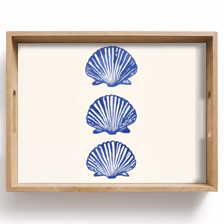 Schelpen - Blauw - Patroon Dienblad Rechthoek middel -z3d_shopping