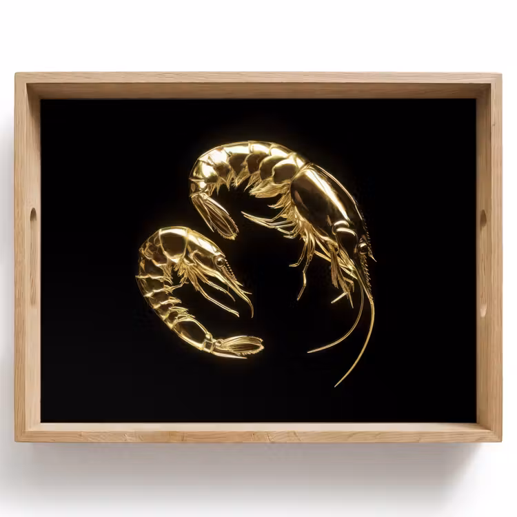 Garnalen - Zwart - Goud - Dieren Dienblad Rechthoek middel -z3d_shopping