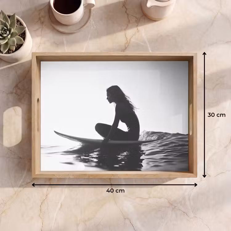 Silhouet - Vrouw - Surfplank - Water Dienblad Rechthoek middel -USP_Formaat
