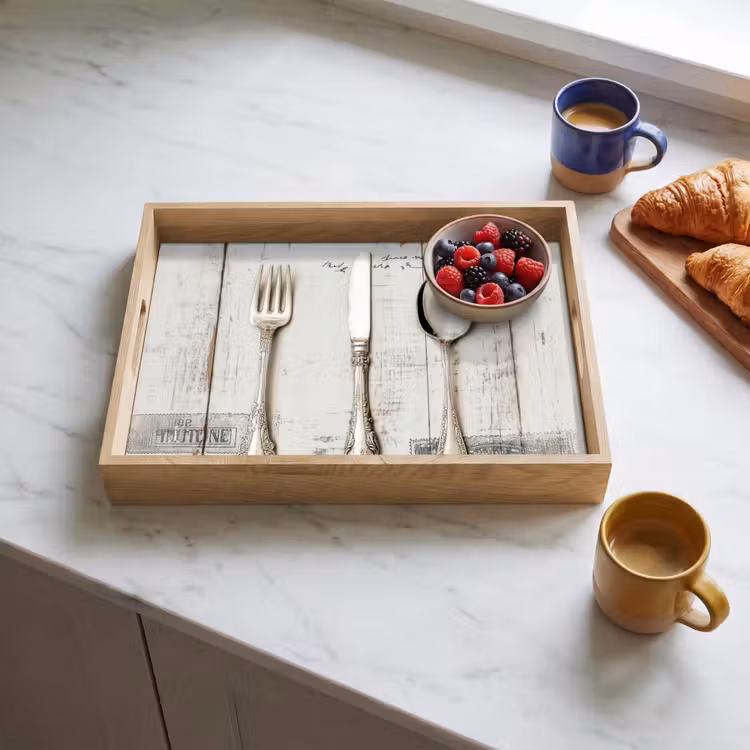 Zilver - Bestek - Hout Dienblad Rechthoek middel -sfeer2