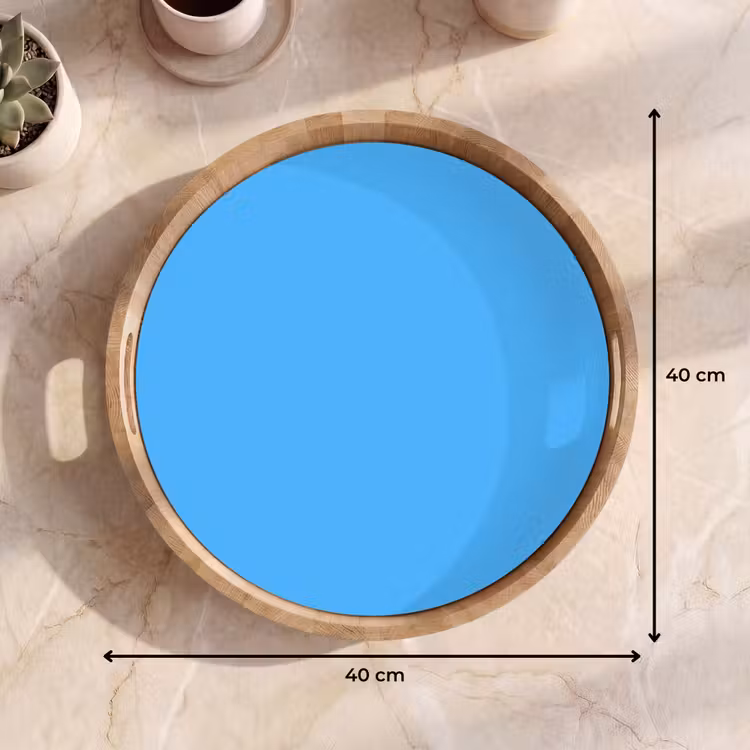 Sky - Blue - Blauw Dienblad Rond middel 914 -USP_Formaat