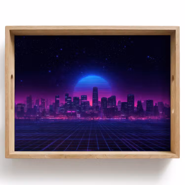 Skyline - Zon - Neon - Rasterpatroon Dienblad Rechthoek middel -z3d_shopping