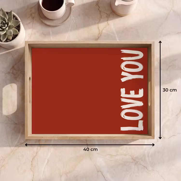 Schuin - Loveyou - Rood Dienblad Rechthoek middel -USP_Formaat