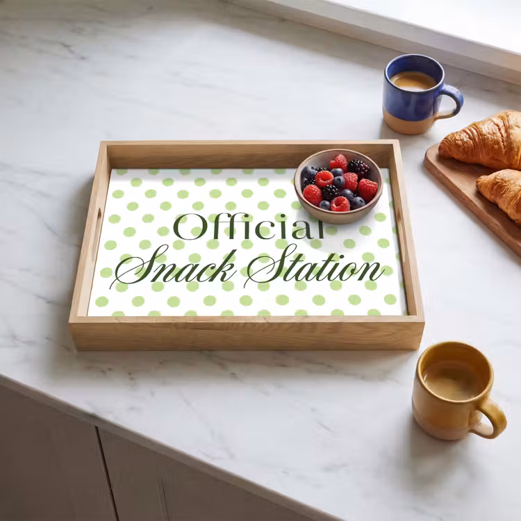 Snack Station - Groen - Stippen Dienblad Rechthoek middel -sfeer2