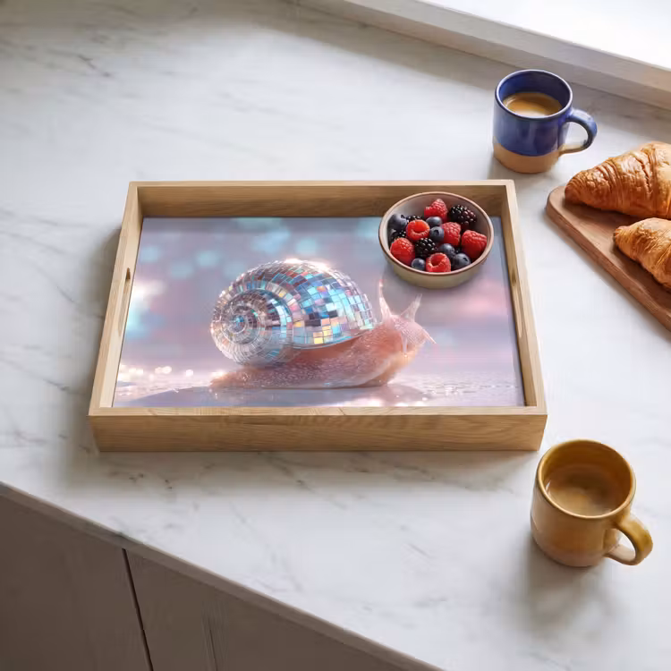 Slak - Disco - Mozaïek - Blauw Dienblad Rechthoek middel -sfeer2