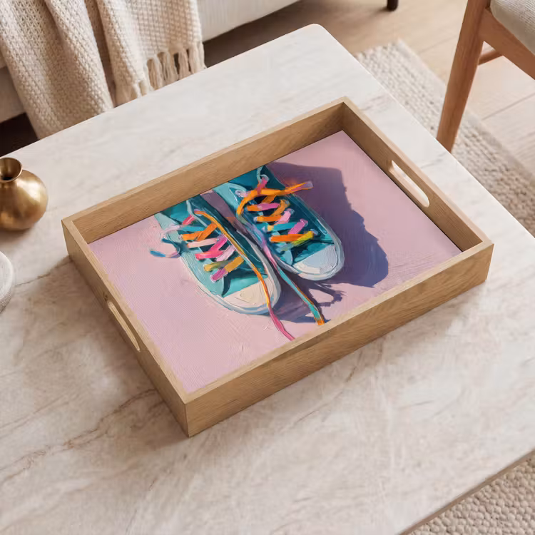Sneakers - Veters - Kleurrijk - Schaduw Dienblad Rechthoek middel -sfeer1