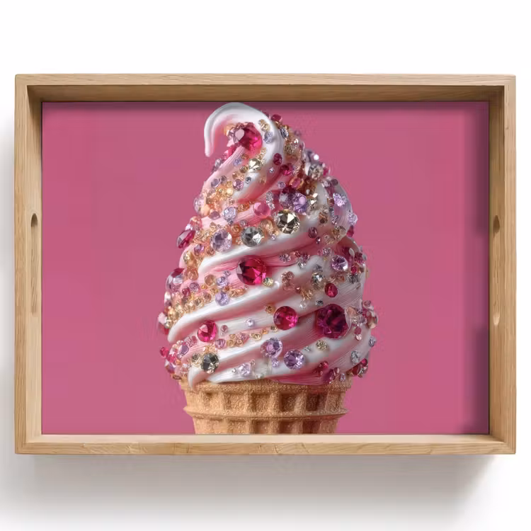Softijs - Edelstenen - Roze - Hoorntje Dienblad Rechthoek middel -z3d_shopping