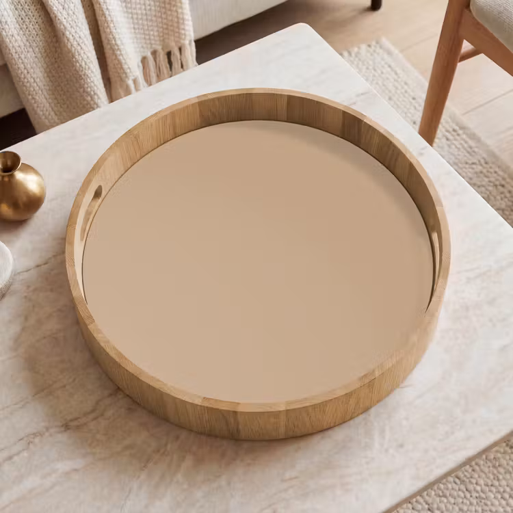 Soft - Taupe - Bruin Dienblad Rond middel 914 -sfeer1