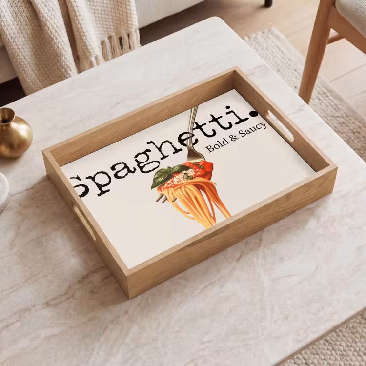 Spaghetti - tomatensaus - Parmezaanse kaas Dienblad Rechthoek middel -sfeer1