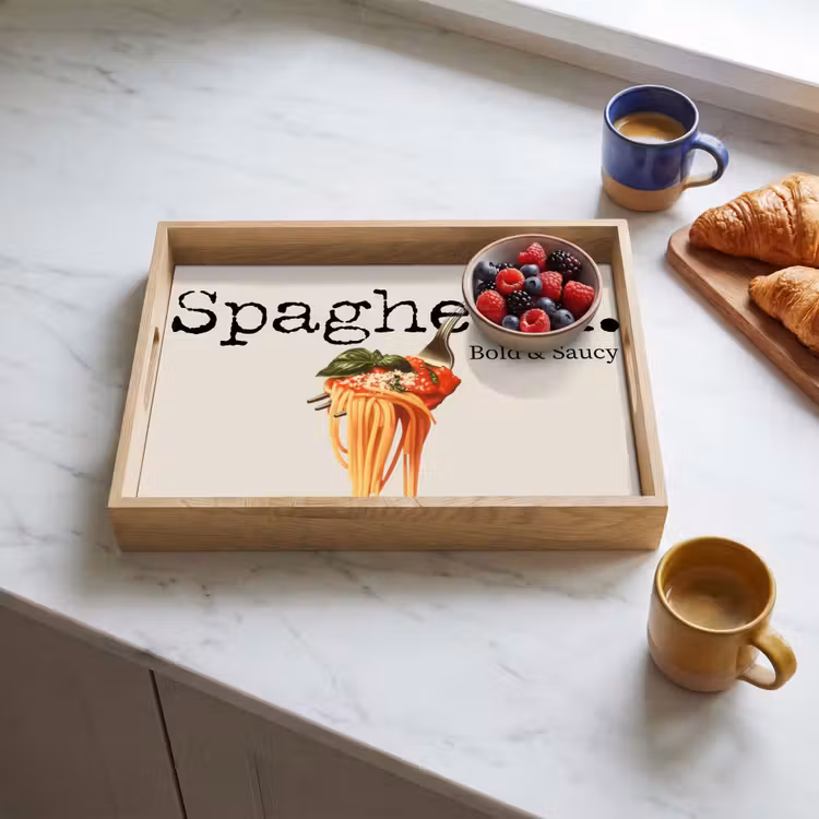 Spaghetti - tomatensaus - Parmezaanse kaas Dienblad Rechthoek middel -sfeer2